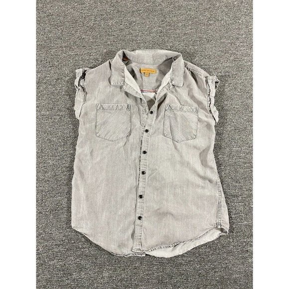 Zachs Girlfriend Button Up Shirt Womens Medium Gray Sleeveless Blouse Ladies M - Picture 1 of 11